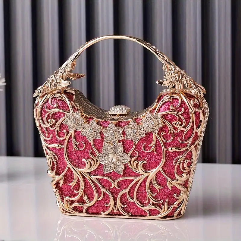 Handmade Luxury Floral Clutch Bag – Elegant Fabric Evening Tote with Buckle Closure, Perfect for Weddings, Dances & Formal Events