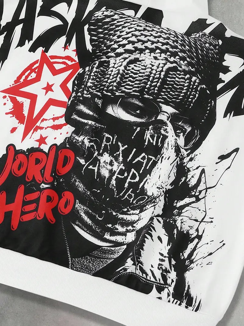 Y2K Streetwear Set for Men – Oversized Hoodie & Sweatpants with Letter Print, Anime Style