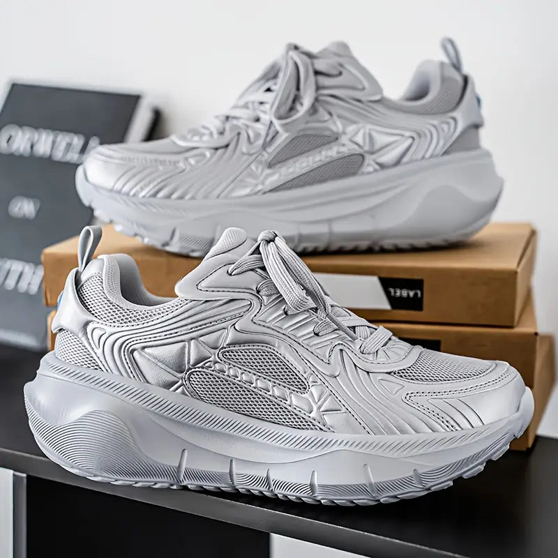 Men’s Thick Sole High-Top Casual Sneakers – Lightweight Streetwear for Jogging & Motorcycle Riding