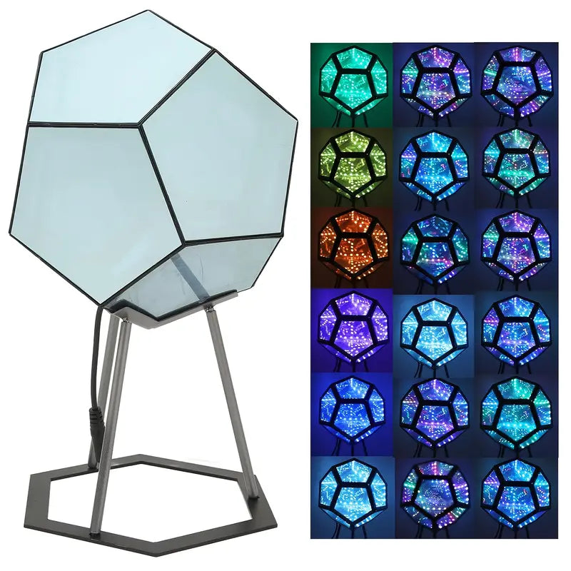 Infinite Dodecahedron RGBW Light – 3D Mirror Cube Lamp for Gaming Room, Desk Setup & Ambient Decor