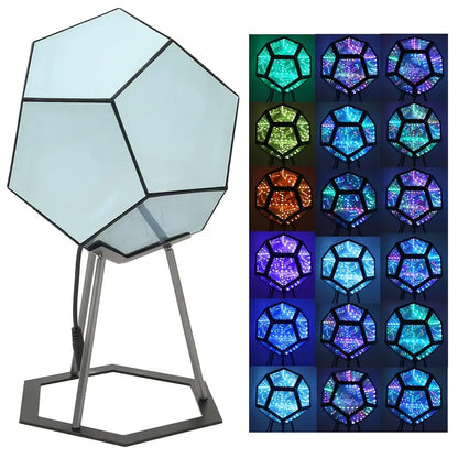 Infinite Dodecahedron RGBW Light – 3D Mirror Cube Lamp for Gaming Room, Desk Setup & Ambient Decor