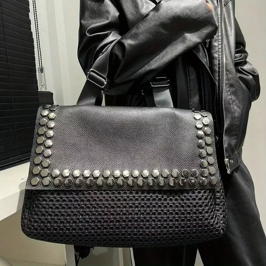 Women’s Genuine Leather Large Capacity Handbag – Double-Sided Crossbody Bag with Detachable Strap & Zipper Closure