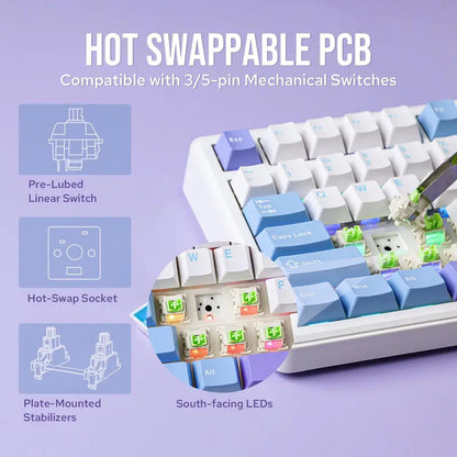 Mechanical Gaming Keyboard with TFT Screen and Rotary Knob, Gasket Mount, Hot-Swappable Pre-Lubed Linear Switches, RGB Backlit, Compact Gaming (Copy)