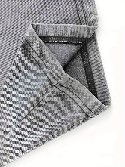 Men's Washed Skull Print T-Shirt 230g Cotton Loose Fit Round Neck Short Sleeve Retro Streetwear Tee