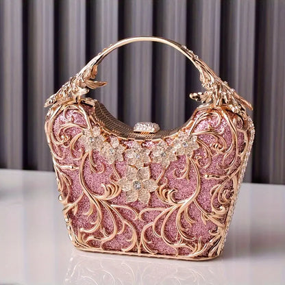 Handmade Luxury Floral Clutch Bag – Elegant Fabric Evening Tote with Buckle Closure, Perfect for Weddings, Dances & Formal Events
