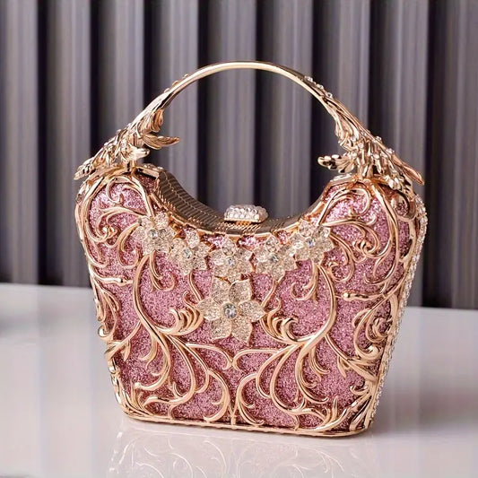 Handmade Luxury Floral Clutch Bag – Elegant Fabric Evening Tote with Buckle Closure, Perfect for Weddings, Dances & Formal Events