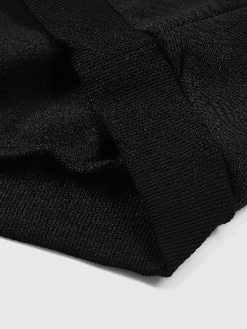 Men’s Gothic Skull Hoodie Set – Black & White 3D Letter Print Sweatshirt and Joggers for Streetwear