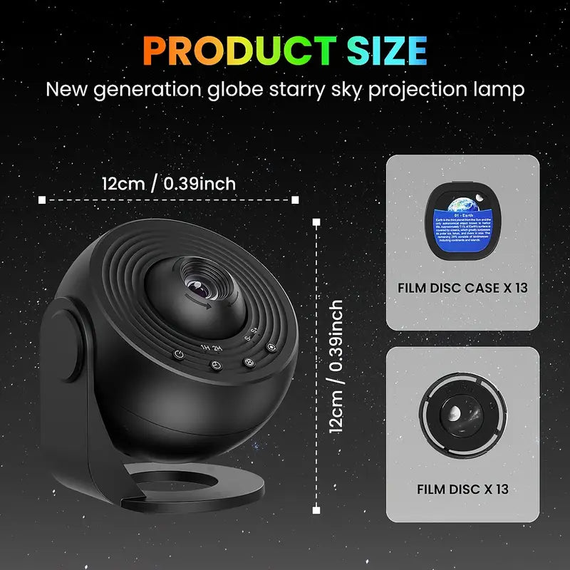4K HD Earth Projector Lamp – USB-Powered Modern Table Light with 13 Filters, Adjustable Brightness & Cylindrical Design