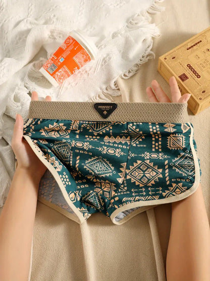 3pcs Men's Tribal Boxer Briefs – Breathable Stretch Underwear, Vibrant Print, Casual Comfort Fit