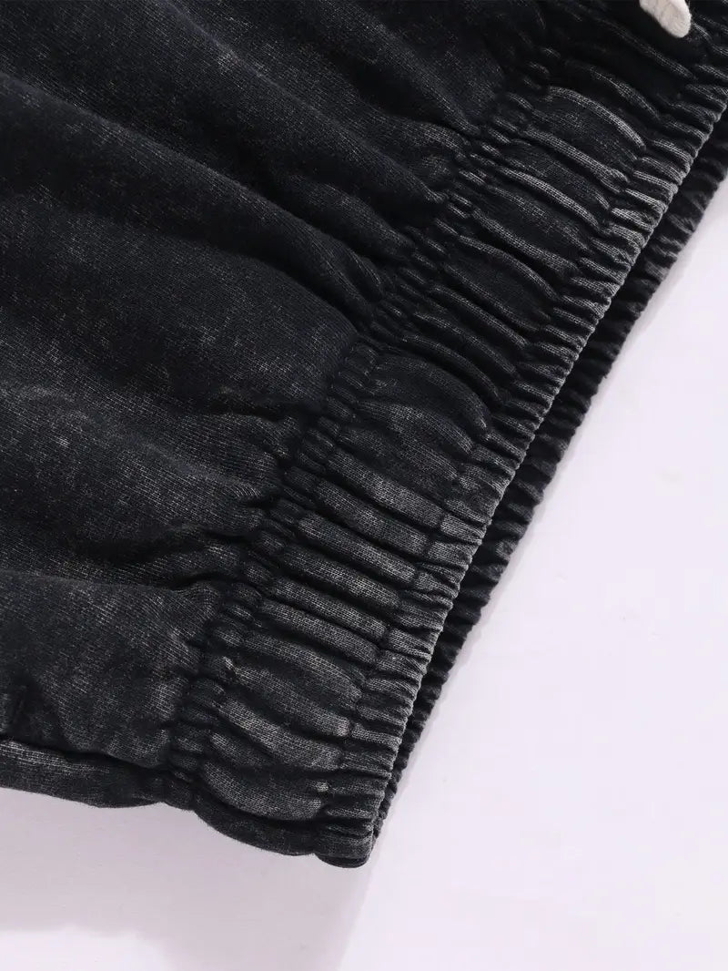 Men's Printed Apparel Combo Mysterious Face & Abstract Design Washed Cotton T-Shirt and Shorts Set Streetwear