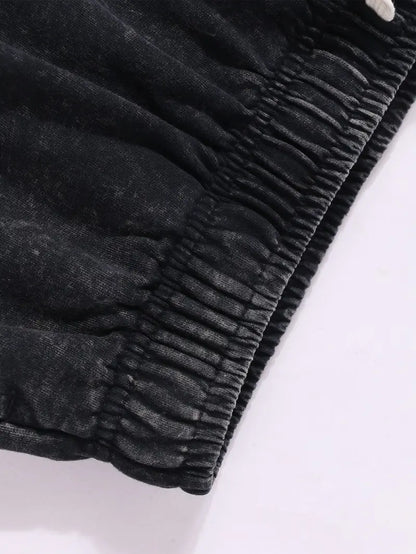 Men's Printed Apparel Combo Mysterious Face & Abstract Design Washed Cotton T-Shirt and Shorts Set Streetwear