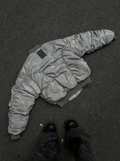 Men's Wasteland Style Bomber Jacket Heavy-Duty Multi-Pocket Flight Coat Padded Loose Fit for Cold Weather