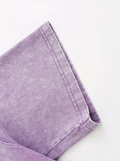 Men's Oversized Drop Shoulder T-Shirt Solid Color Acid Wash Cotton Loose Fit Short Sleeve Streetwear Tee