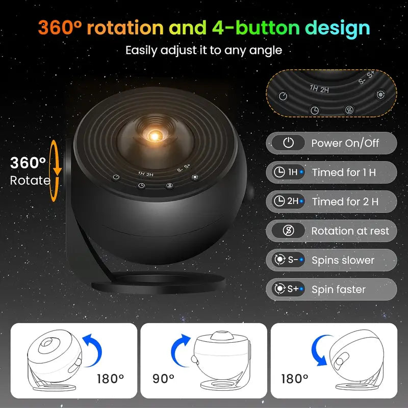4K HD Earth Projector Lamp – USB-Powered Modern Table Light with 13 Filters, Adjustable Brightness & Cylindrical Design
