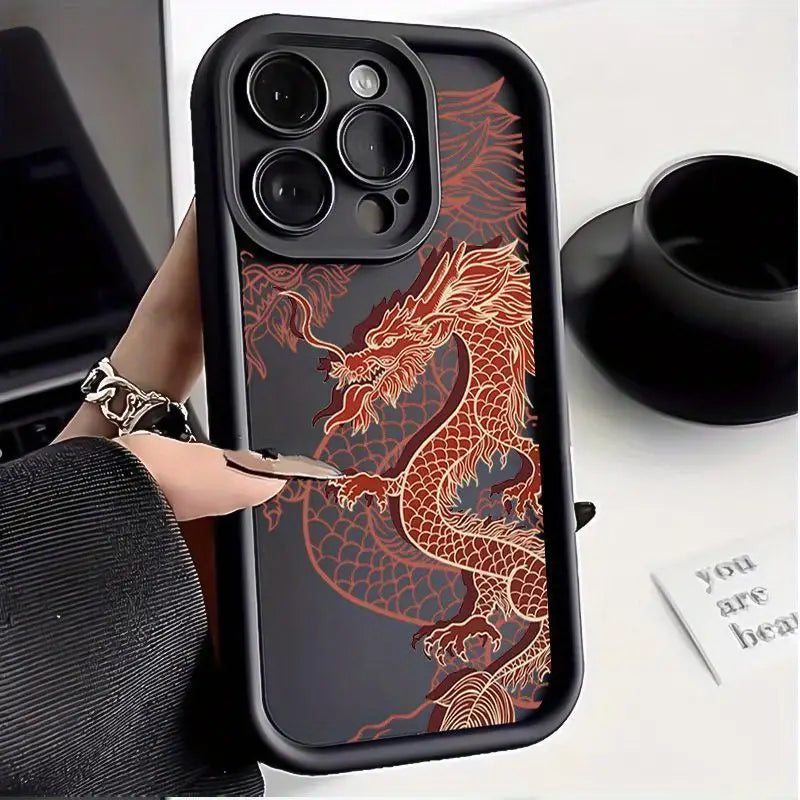 Stylish Dragon Cake Bamboo Pattern Phone Case – Anti-Fouling Silicone Cover for iPhone 11–16 Series