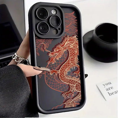 Stylish Dragon Cake Bamboo Pattern Phone Case – Anti-Fouling Silicone Cover for iPhone 11–16 Series