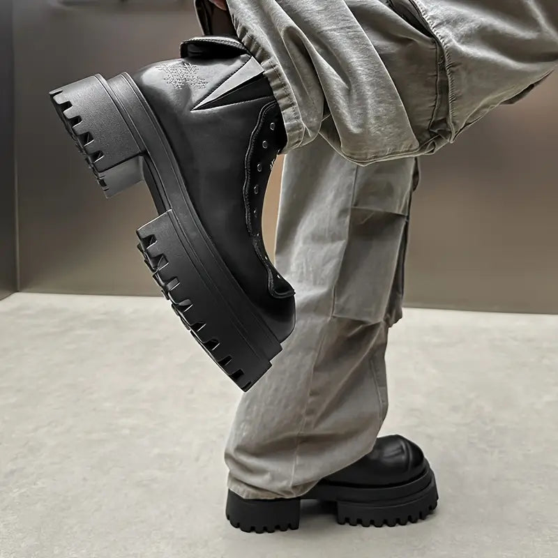 Men's Punk Platform Boots – Chunky Zip-Up Ankle Footwear, Slip-Resistant Sole, Edgy Street Style