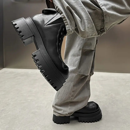 Men's Punk Platform Boots – Chunky Zip-Up Ankle Footwear, Slip-Resistant Sole, Edgy Street Style