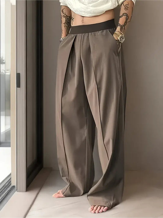 Men’s Loose Fit Casual Pants – Spring/Summer Straight-Leg Trousers with Tight Waist & Wide Cut