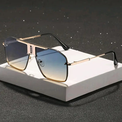 Men’s Executive Square Frame Glasses – Business Formal Eyewear with Transitional Tint Lenses