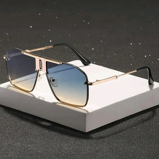 Men’s Executive Square Frame Glasses – Business Formal Eyewear with Transitional Tint Lenses