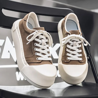 Unisex Low-Top Canvas Sneakers with Lace-Up Closure Cushioned Rubber Sole Black White Minimalist Design