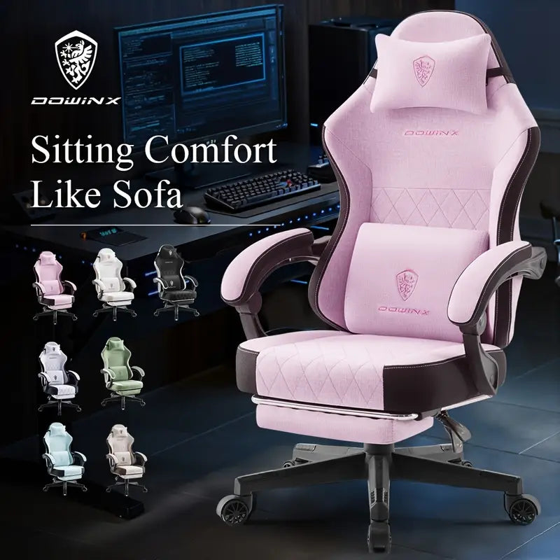 Big & Tall Ergonomic Gaming Chair – Breathable Fabric, Massage Lumbar Support, Adjustable Headrest & Footrest