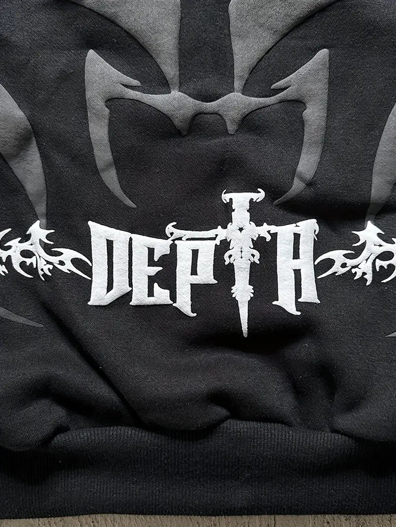 Men's Tribal Zipper Hoodie Loose Fit Streetwear Jacket with Hood Urban Casual Outerwear Orange