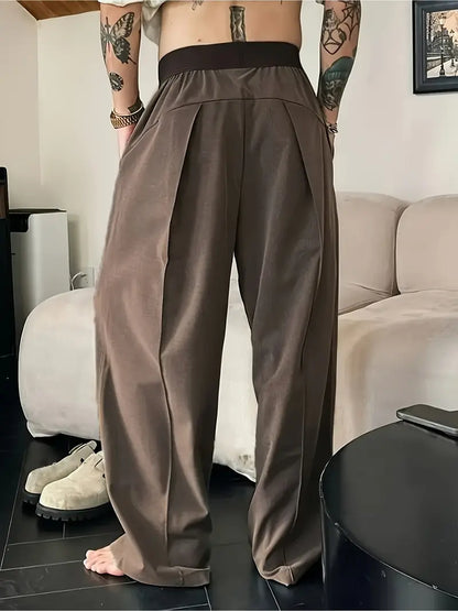 Men’s Loose Fit Casual Pants – Spring/Summer Straight-Leg Trousers with Tight Waist & Wide Cut