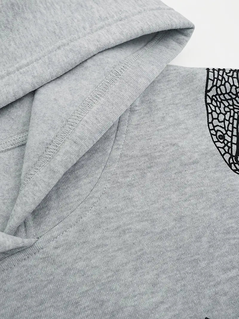 Women's Y2K Streetwear Hoodie with Snake Print Lettering Black Pullover Sweatshirt Gothic Style