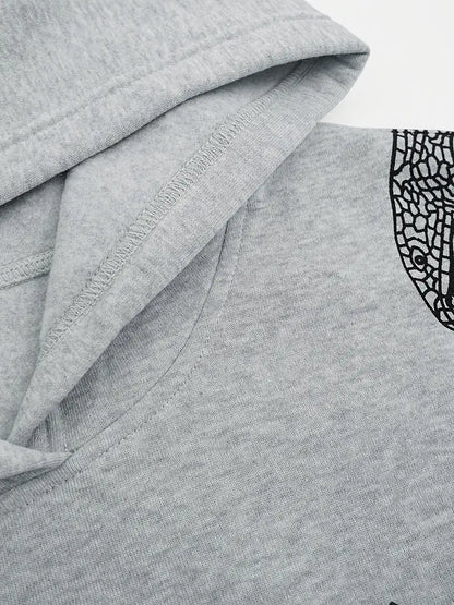 Women's Y2K Streetwear Hoodie with Snake Print Lettering Black Pullover Sweatshirt Gothic Style