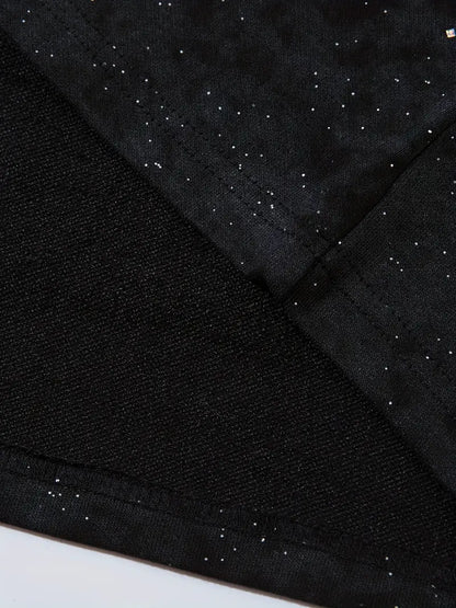 Men's Black Starry Sky T-Shirt Short Sleeve Regular Fit Round Neck Geometric Print for Gym & Daily Wear