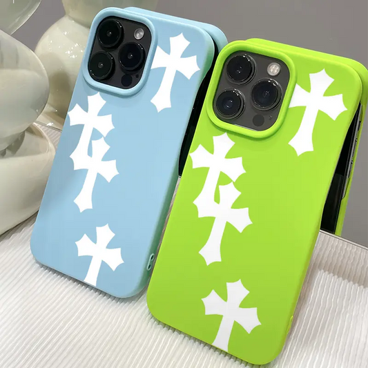 Cross Religious Pattern Phone Case – Shockproof & Anti-Drop Protective Cover for iPhone 11 to iPhone 16 Pro Max