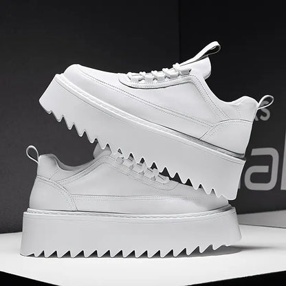 Men’s Trendy Thick-Soled Height-Increasing Sneakers – PU & Fabric Upper with Cushioned PVC Sole, Casual Sports Shoes for Everyday Style