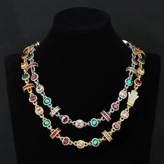 Hip-Hop Style Bracelet – Colorful Gemstones & Metallic Accents, Trendy Everyday Jewelry for Teens & Gift Occasions