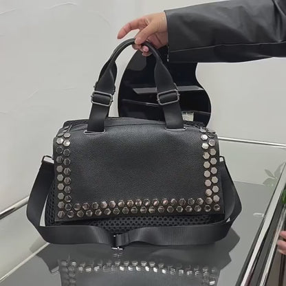 Women’s Genuine Leather Large Capacity Handbag – Double-Sided Crossbody Bag with Detachable Strap & Zipper Closure